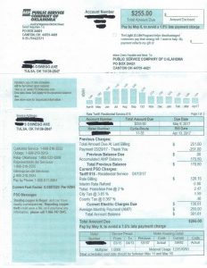 2016-2017 PSO Electric Bill (Oswego Project)
